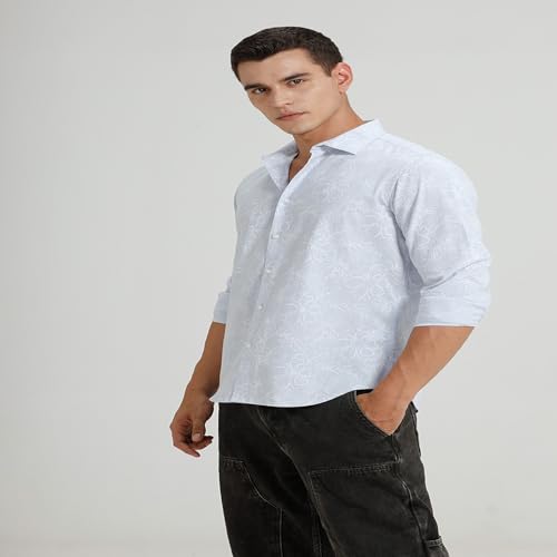 Image of BASICS Cotton-Linen Blended Men's Shirt | Slim Fit | Everyday Smart Casual Wear | Full Sleeve