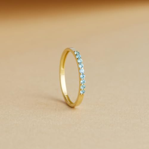 Bague semi-éternité topaze bleue, le cadeau d'anniversaire idéal - 2