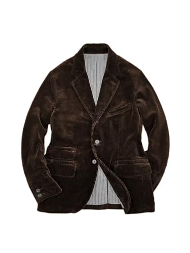 Men's Vintage Corduroy Blazer Notched Lapel Button Down Business Blazer Jacket Sport Coat
