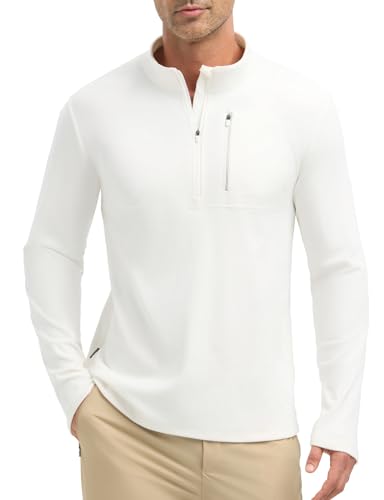 baleaf Men's Long Sleeve Fleece Quarter Zip Pullover Sweatshirt with Zipper Pocket Reflective Strip Running Golf Causal