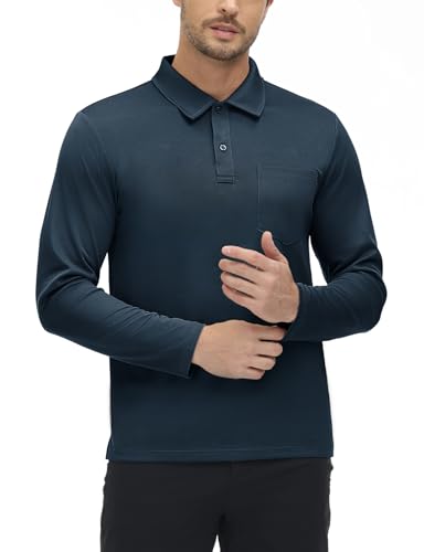 Camiseta Polo para Hombre de Manga Larga con Bolsillo, Secado Rápido, Ligera y con Cuello miniatura 6