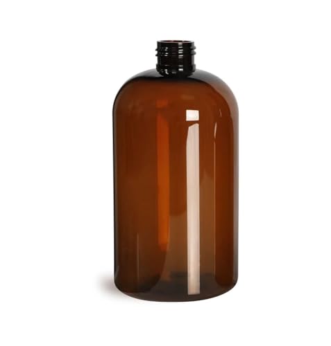 SKS Bottle & Packaging, Inc. 16 oz Amber PET Boston Rounds (Bulk), Caps NOT Included