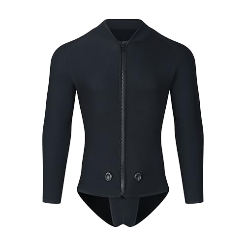 C-STREAM Winter 3MM Neoprene Hooded Wetsuit Men Two Pieces Separate Set Diving Suit Scuba Spearfishing Surfing Deepwater Thermal Swimsuit (Black Jacket, X-Large, 3, 3, Millimeters) - Thumbnail 2