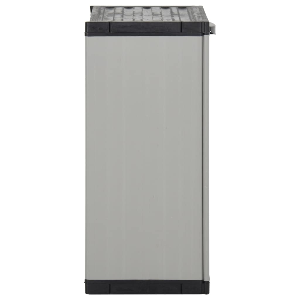 Mülltonnenbox Grau Schwarz 68x40x85 cm PP Mülltonne mit Regal 3 Recycling Müllbeutel Garten Abfall Schrank Kunststoff Müllsammler für Haushalt Außenbereich