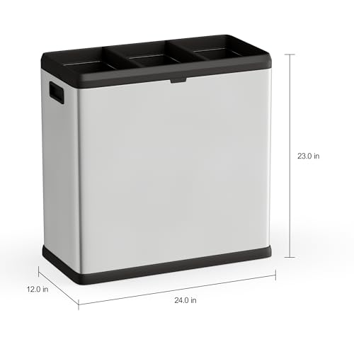 Caneca de Basura 16 Gal Step N' Sort 3 Compartimentos Plata miniatura 4