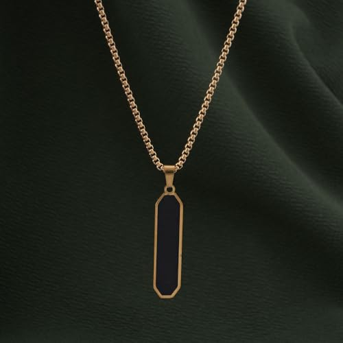 Image of PALMONAS 18k Gold Plated Midnight Prism Pendant Chain for Men - Gift for Boys & Men | Waterproof & Anti-Tarnish Men's Accessories, Stylish Trending Men's Pendant Chains