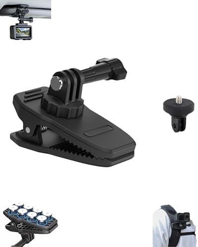 Lokyoyo Clip magnético para mochila con adaptador de 1/4 para DJI Osmo Action 5 Pro/4/3/Pocket 3 y Go.Pro Hero 13 12 Series/Insta.360 X4 X3/Go 3S Series, soporte de clip para visera solar de coche con