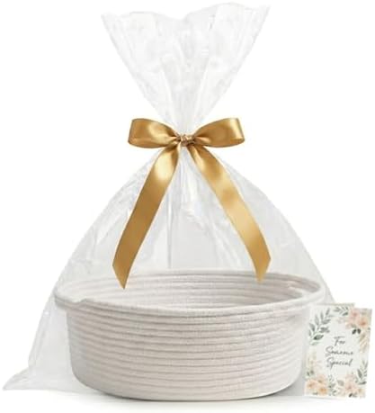 Empty Gift Basket with Handles, includes Gift Bag, Ribbon & Greeting card | Small Woven Cotton Rope Storage bin | Fill for Birthdays, Christmas, Halloween, Valentine's day, & more! (Black) — 사진 7