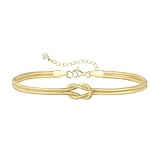 KOHOTA Silver Gold Bracelets for Women Trendy 14K Gold Plated Bracelet for Women Non Tarnish Dainty Stackable Layered Chain Heart Pearl Knot Beaded Bracelets Stack Set Charm Mothers Day Jewelry Gifts