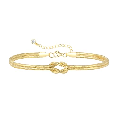 KOHOTA Valentines Day Gifts Silver Gold Bracelets for Women Trendy 14K Gold Plated Bracelet for Women Non Tarnish Dainty Stackable Heart Pearl Knot Beaded Bracelets Stack Set Charm Mothers Day Jewelry