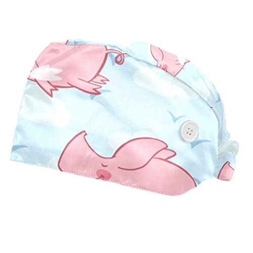 Couvre-chef unisexe motif cochon mignon pour la cuisine et les métiers de soin