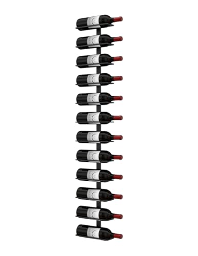Image of Ultra Wine Racks Max Reveal Wall Mounted Wine Rack - Black Metal Wall Rails, 4 ft (12 Bottles)