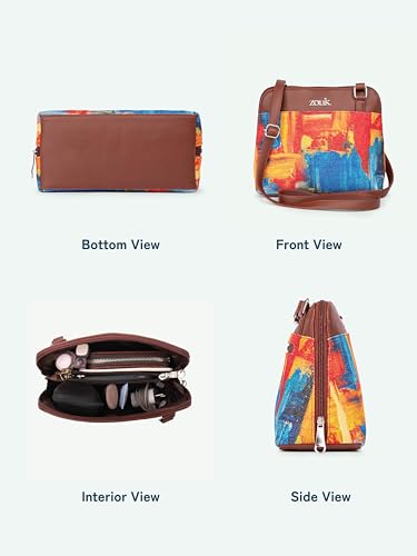 ZOUK Printed Vegan Leather Out Of Office Sling Bag With Adjustable Strap For Women's Girls