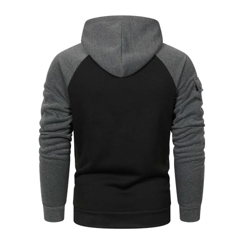 Hoodies for Men Quarter Zip Oversized Cargo Pullover Fall Winter Loose Fit Casual Tactical Hooded Sweatshirts with Pocket2