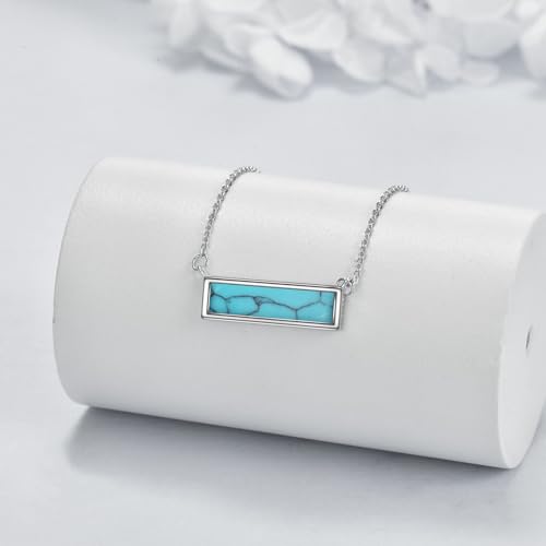 Larimar/Turquoise/Moonstone/Opal/Black Onyx Bar Choker Necklace for Women Sterling Silver Bar Jewelry3