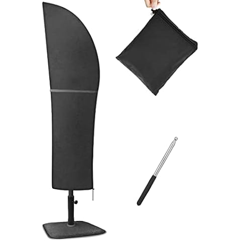 Parasol Cover with Rod, Cantilever Parasol Cover Heavy Duty 420D Oxford Fabric Large Garden Umbrella Cover Waterproof, Windproof, Rip Proof Banana Parasol Cover with Zip 265x30x70/45 cm Cover