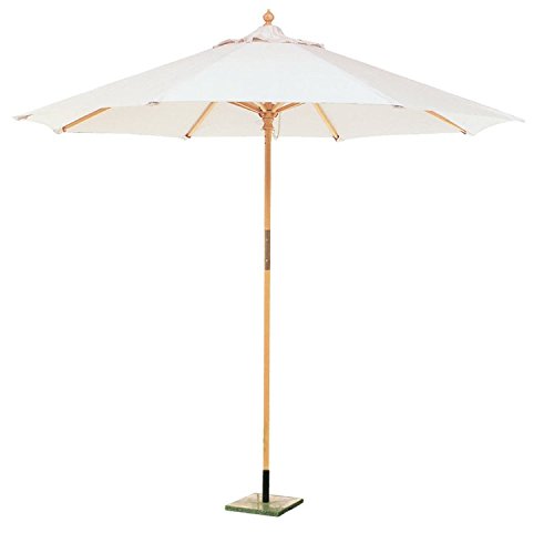 Parapluie hexagonal en bois et toile en coton pour décoration jardin mer Ø 250 cm