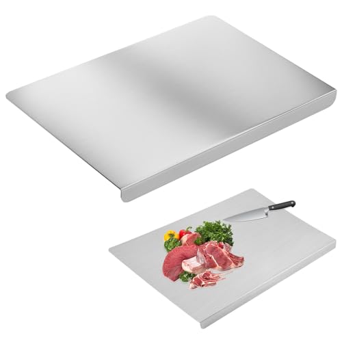 Cutting Boards for Kitchen, Stainless Steel Titanium Cutting Boards with Lip, Heavy Duty Metal Cutting Board Over Sink, Non Stick Baking Board Pastry Board for Meat, Vegetables, Bread