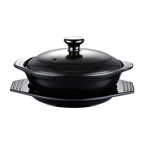 WGTYOA Black Enameled Claypot Rice Ceramic Casserole Cooking Pot Ceramique