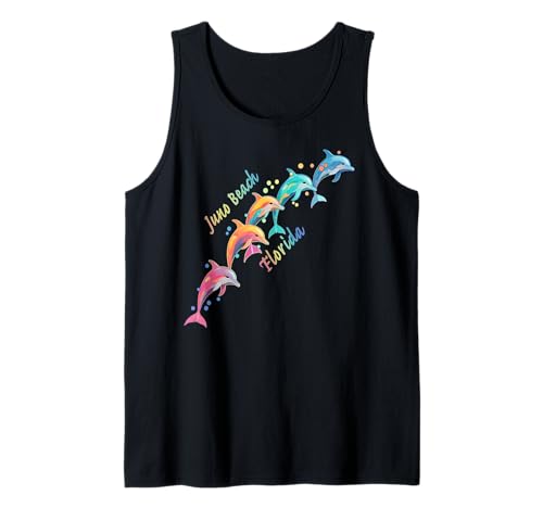 Amante de los delfines Juno Beach FL Familia Vacaciones en la playa Camiseta sin Mangas