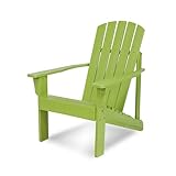 Shine Company Mid-Century Modern Wooden Adirondack Chair, Outdoor Patio Firepit Chairs, Back & Seat Pre-Assembled, Lime Green