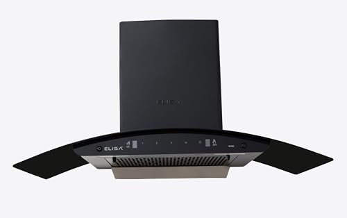 Image of Elisa Kiwi Chimney | Touch Control Kitchen Hood with Modern Black Design | 1200 m /h Suction Power | i-Smart Technology | Stainless Steel Filter | Silent Operation (KIWI 90)