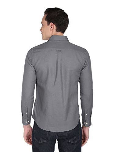 Image of U.S. Polo ASSN. Men's Solid Cotton Linen Tailored Fit Spread Collar Casual Shirt
