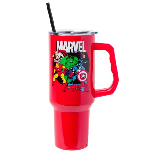 Silver Buffalo Marvel Avengers, Double Walled Stainless Steel Tumbler, 40oz