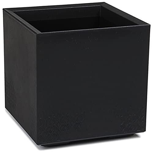 Ondis24 Pflanzkübel Caro Beton Optik Blumenkübel mit Rollen aus Kunststoff 100% Recycled (40cm, Schwarz)