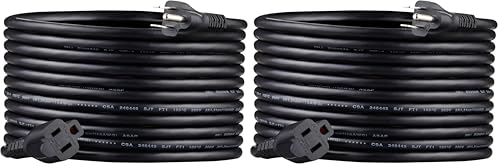 Image of Amazon Basics Extension Cord, 20 Ft, 3 Prong Outlet Extender, Indoor, 13 Amps, 125V, 16 AWG, Black (Pack of 2)