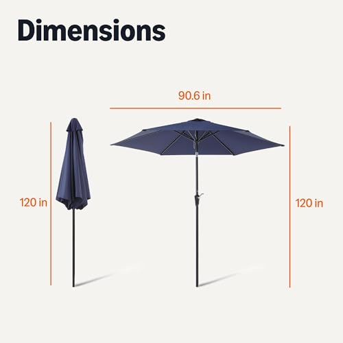 Image of Amazon Basics Patio Umbrella with Crank Lift and Push Button Tilt, 10 Foot, Navy