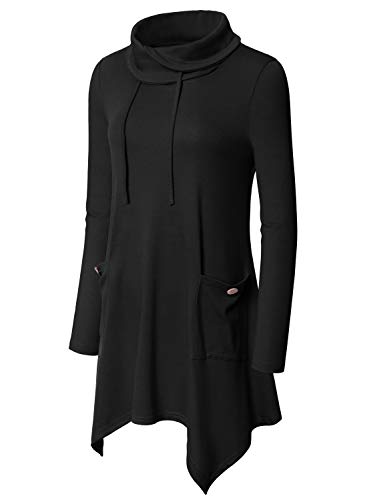 Bulotus Fall Sweaters for Women 2025 Cowl Neck Long Asymmetrical Tunic Sweaters for Leggings Holiday Vacation Tops2