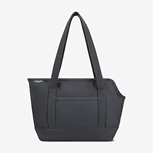 WAGGO Canvas Dog Bag Carrier Tote Purse for Travel with Pocket, for Pet Small Dog & Cat, Soft-Sided with Safety Tether | Ideal for Subway, Walking, Hiking (Black)