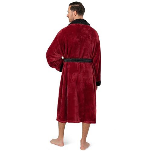 Image of PAVILIA Mens Soft Robe, Plush Fluffy Fleece Bathrobe Men, Long Sherpa Shaggy Spa Robe