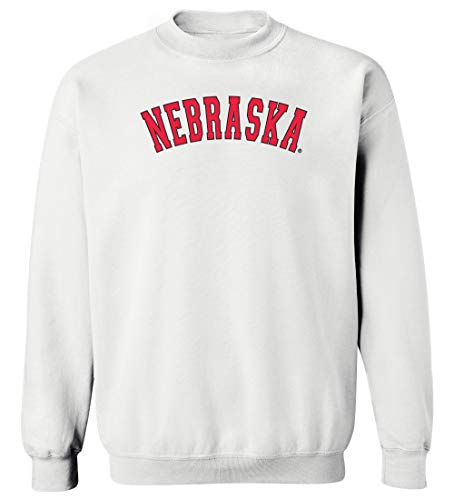 CornBorn Nebraska Cornhuskers Apparel Sweatshirt - Crewneck Fleece Nebraska Arch - White - XL