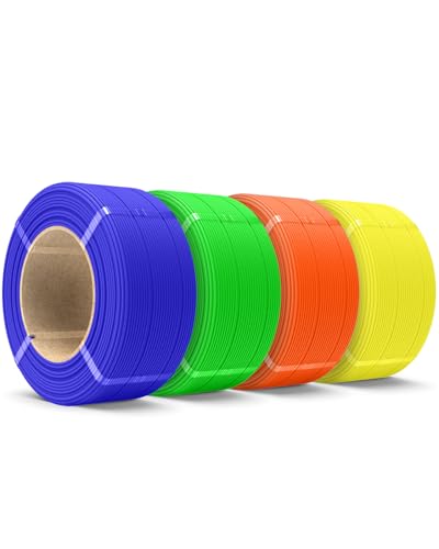 Image of SUNLU 500g PETG Filament Refill 1.75mm, High Speed 3D Printer Filament Matte PETG Refill 4 Rolls, No-Spool Filament Bundles for Reusable Spool Compatible with Bambu Lab, Blue /Yellow /Green /Orange 2KG