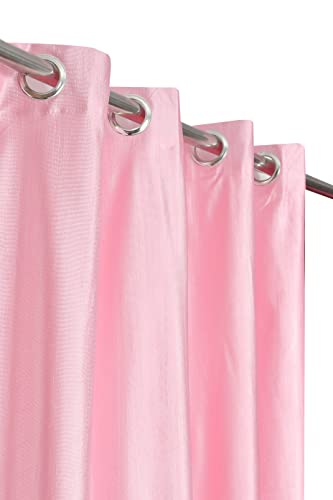 Image of DEVSANG Polyester (2 Print and 1 Solid) Grommet Curtains for Long Door 9 Feet Long Set of 3, Baby Pink