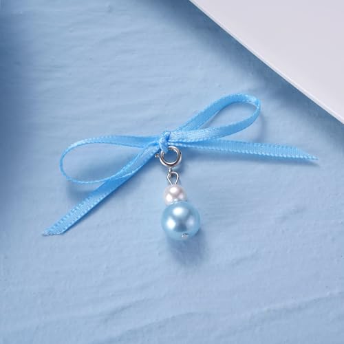 Image of MIXJOY Something Blue Gift for Bride, Wedding Day Bridal Blue Pearl Angel Wings Bouquet Garter Charm for Bride to Be