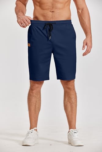 Image of COOFANDY Mens Casual Shorts Cotton Elastic Waist Drawstring Shorts Lightweight Summer Beach Shorts