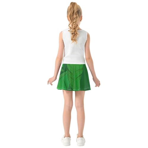 Athletic Shorts for Girls Skorts Tropical Banana Leaves Green Tennis Skirts Kids Summer Cheer Skirt 3t4