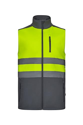 VELILLA 305906 Softshellweste, zweifarbig, Grau und Neongelb, Größe 2XL