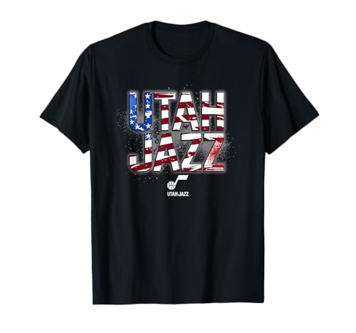 NBA Utah Jazz American Flag Distressed Paint Spill Logo T-Shirt