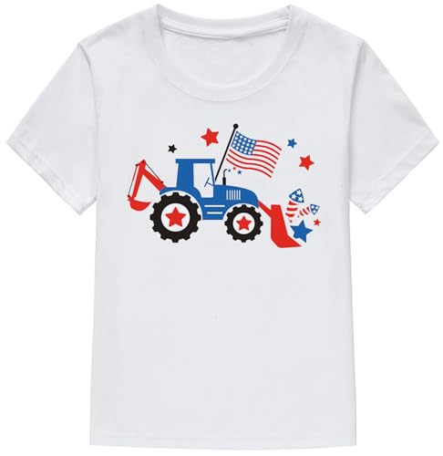 Image of Kids Boys 4th of July Shirts Toddler American Flag T-Shirt Girls Patriotic Short Sleeve Tees Cotton Top Clothes 1-7T