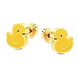 Rubber Duck Earrings - Rubber Ducky Jewelry - Animal Earring Studs - Screw Back Earrings (Duck)