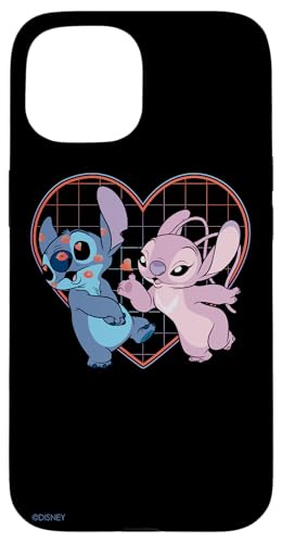 iPhone 15 Disney Lilo and Stitch Angel Heart Kisses Case