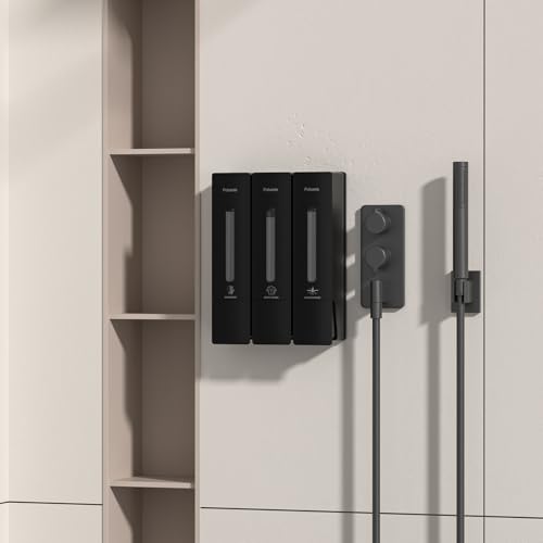 Pobamle B0D9L725W4 1984 Shower Soap Dispenser Bathroom Set Shampoo Conditioner Body Wash Dispenser Wall Mounted Shower Shampoo Dispenser 3 Chamber No Drill thumb #8