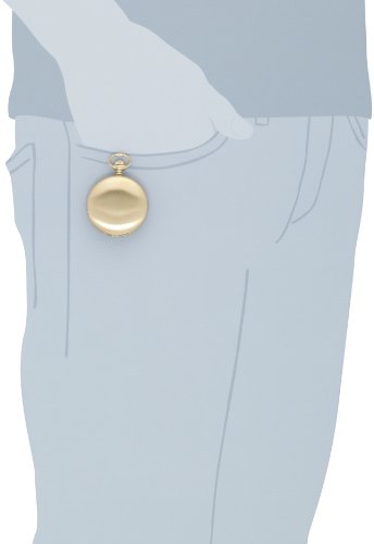 Image of Charles-Hubert, Paris 3906-G Premium Collection Gold-Plated Stainless Steel Satin Finish Hunter Case Mechanical Pocket Watch