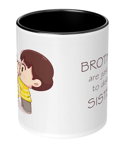 Image of NH10 Designs Raksha Bandhan Gifts Printed Mug with Keychain Best Rakhi Combo Gift Set for Brother Rakshabandhan Return Gifts for Sister White 350ml Coffee Mug(Pack of 5) Combo Set(RMCKRCG902)