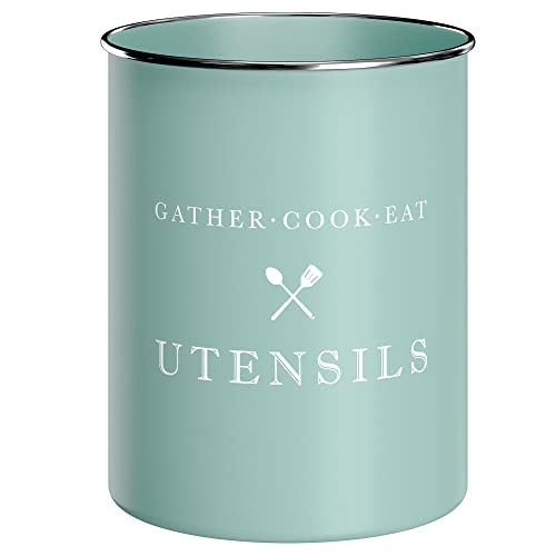 Barnyard Designs Metal Utensil Crock Holder in Mint