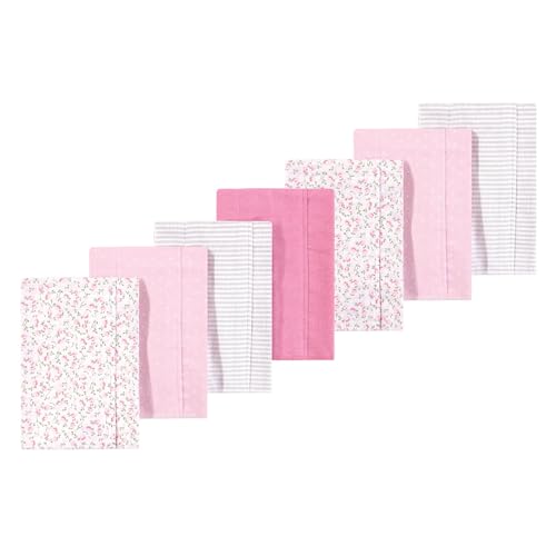 Image of Luvable Friends Hudson Baby Flannel Burp Cloths 7pk, Blossom Pink